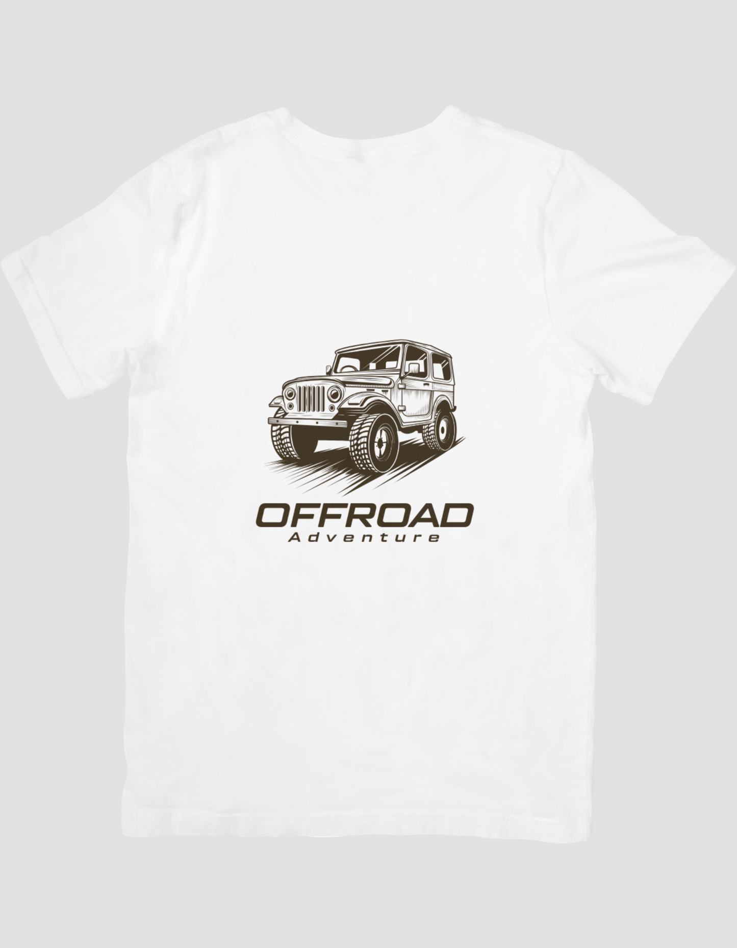 Brown Illustrative Off-road Car Line Art Logo T-Shirt