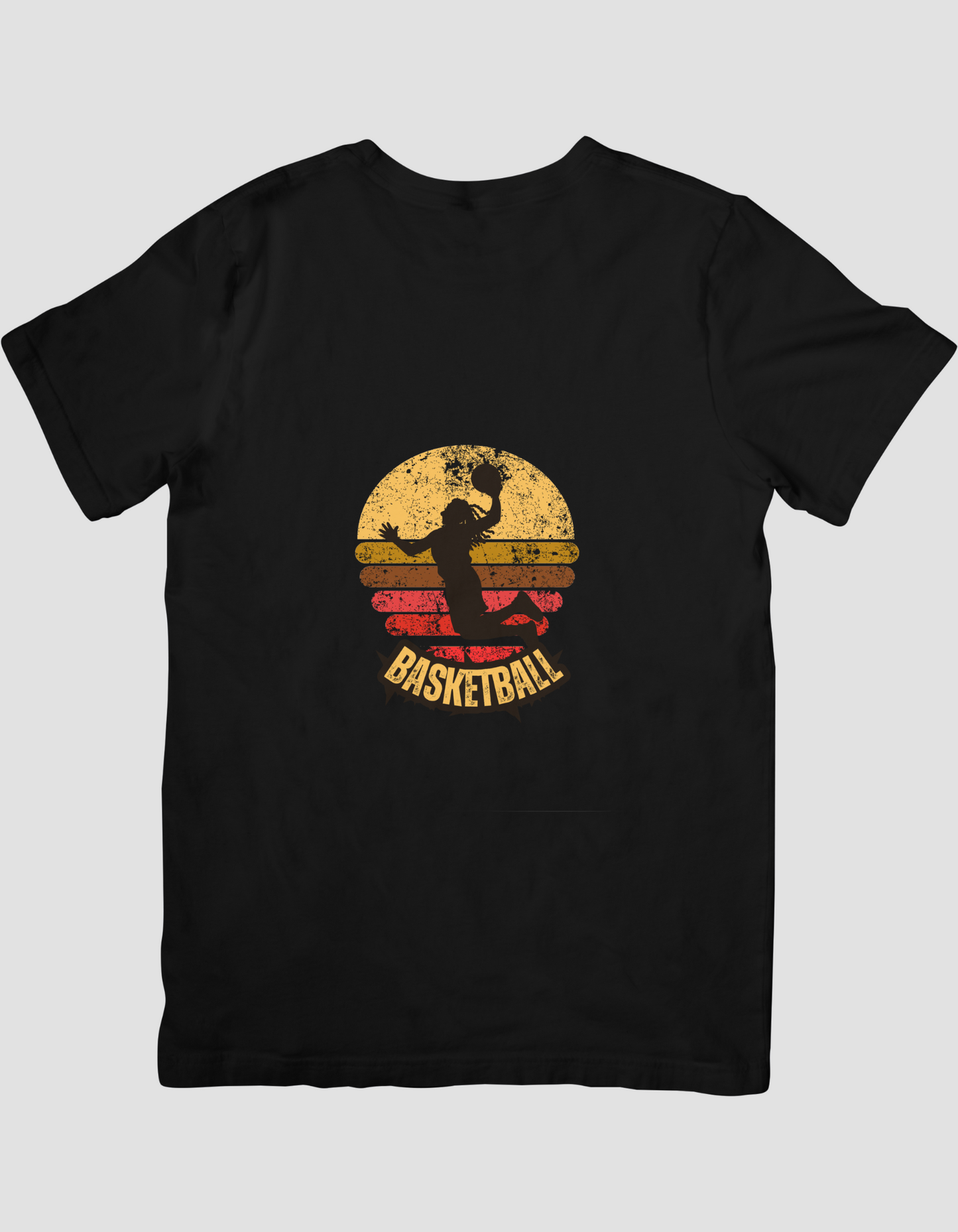 Yellow Red Vintage Retro Basketball T-Shirt