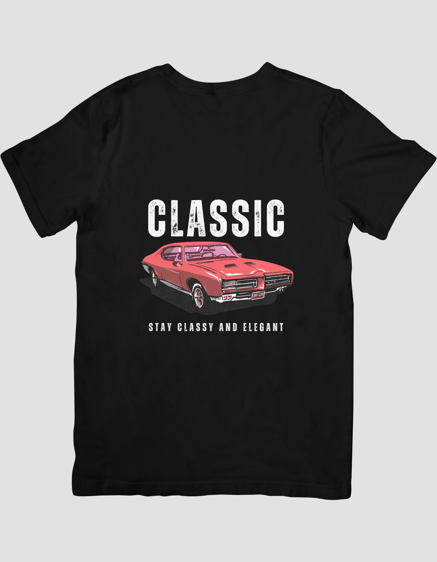 Brown and Red Classic Illustrated Car T-shirt