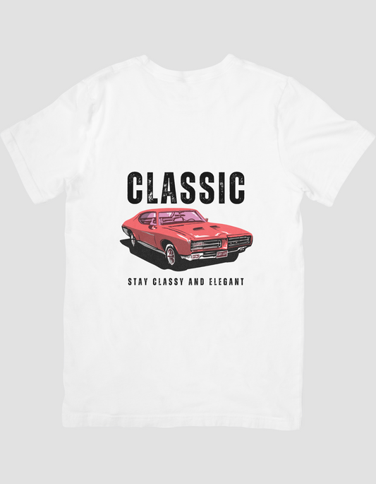 Brown and Red Classic Illustrated Car T-shirt