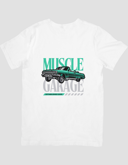 Black and Green Illustration Muscle Car T-Shirt