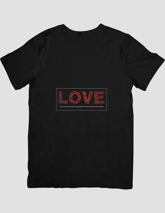 Black and Red Typography Love T-Shirt